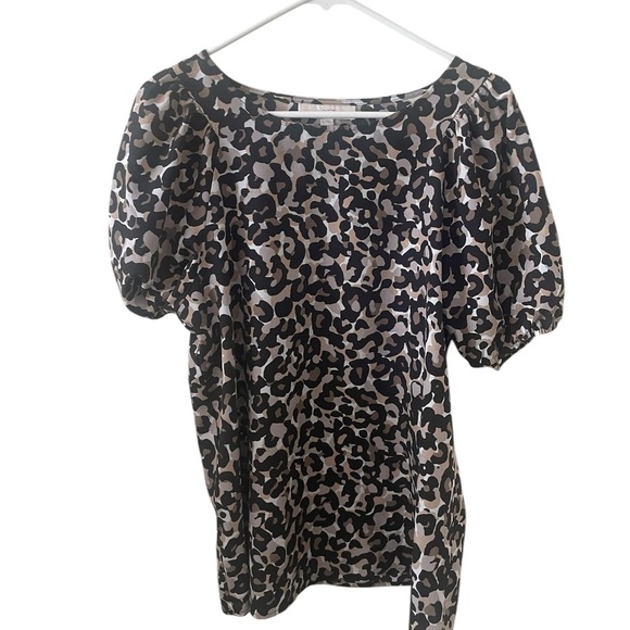 Loft Animal Print Puff Sleeve Top—medium - Picture 1 of 4